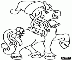 A horse at Christmas coloring page