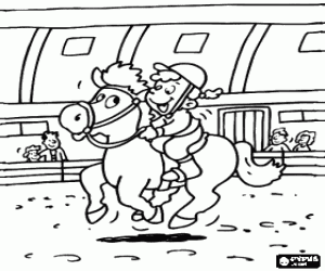 Horse racing scene coloring page