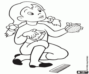 She with the horse's brushes coloring page