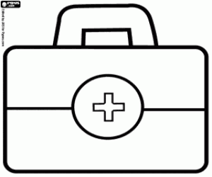 Hospital first aid kit coloring page