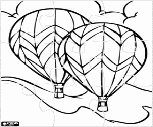 Hot Air Balloons puzzle coloring page