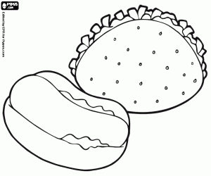 Hot dog and taco coloring page