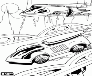 Hot Wheels on a distant planet coloring page