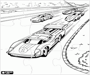 Hot Wheels race cars puzzle coloring page