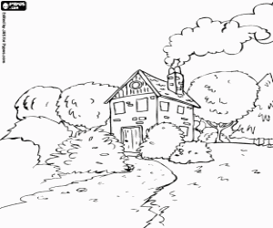 The house of the bears in the forest coloring page