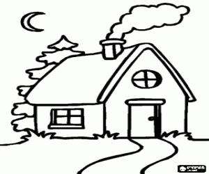 The House with the chimney with smoke coloring page