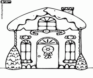 A house with Christmas decorations coloring page