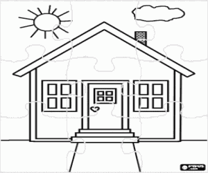 House's facade puzzle coloring page