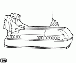 A hovercraft over the water coloring page