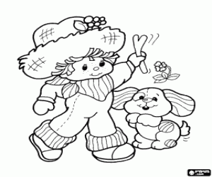 Huckleberry Pie and his dog coloring page