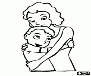 A hug for the mother coloring page