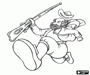 The hunter, character in the story coloring page