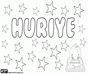 Huriye, Turkish name for girl coloring page