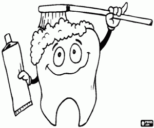 Hygiene of the teeth coloring page