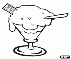 Ice cream cup, cream and biscuits coloring page