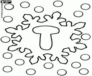 Ice crystal with the letter T coloring page