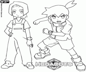 Ikki and Erika,characters of Medabot coloring page
