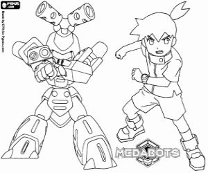 Ikki with Metabee, his Medabot coloring page