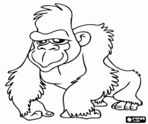 An impressive gorilla walking coloring page