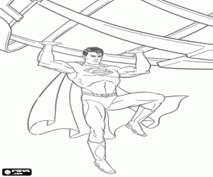 The incredible strength of Superman coloring page
