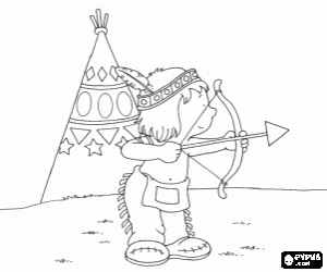 An indian boy with the bow coloring page