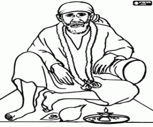 The Indian guru Sai Baba coloring page