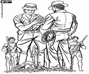 Indiana Jones, Belloq and the idol coloring page