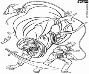Indiana Jones in a fight coloring page
