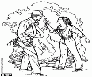 Indiana Jones and Marion coloring page