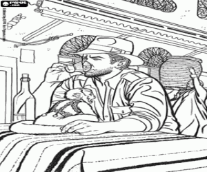 Indiana and the monkey at the bar coloring page