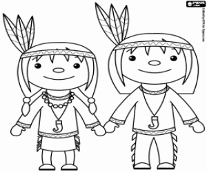 An Indians family coloring page
