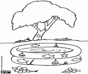 An inflatable pool coloring page