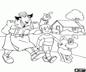 Inspector Gadget, Penny and the dog coloring page