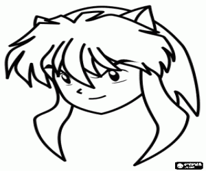 Inuyasha, face of the protagonist coloring page