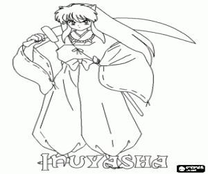 Inuyasha and the sword coloring page