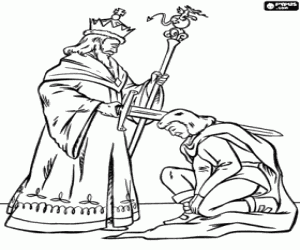 The investiture of a Knight coloring page