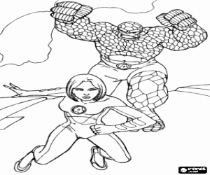 The Invisible Woman and The Thing coloring page