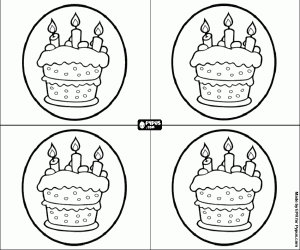 Invitations with birthday cake coloring page
