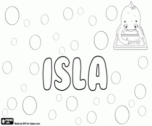 Isla, feminine name coloring page