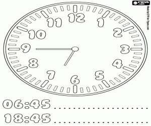 It's a quarter to seven, clock coloring page