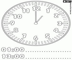 It's one o'clock, to begin coloring page