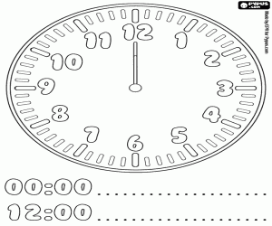 It's twelve o'clock coloring page