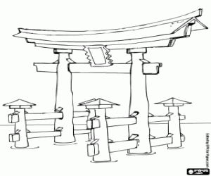 Itsukushima's torii gate coloring page