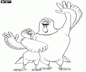 Jake and Reggie, two turkeys, two friends coloring page