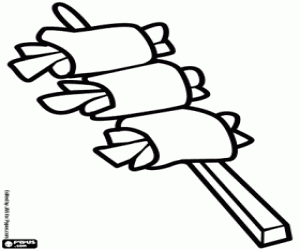 A japanese skewer with bacon coloring page