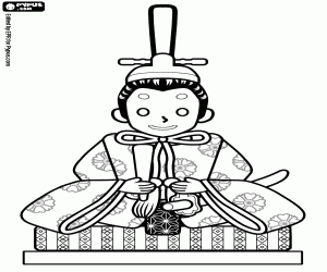 Japanese with traditional dress coloring page