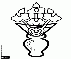 A Japanese vase with flowers coloring page