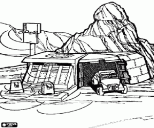 The jeep of the military bunker coloring page