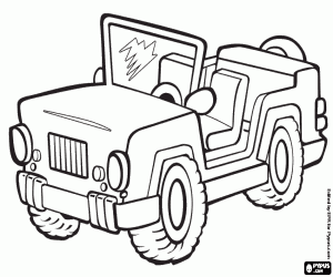 A jeep, an off-road vehicle coloring page