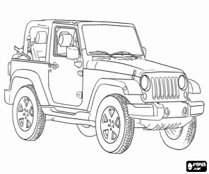 A Jeep Wrangler car coloring page